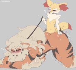 anthro anthro_on_anthro anthro_only anthro_penetrating_anthro arcanine big_breasts braixen breasts cooliehigh female female_penetrated femboy_on_female fur generation_1_pokemon generation_6_pokemon grey_background hi_res male male/female male_penetrating male_penetrating_female multicolored_body multicolored_fur nintendo nude orange_body orange_fur penetration pokémon_(species) pokemon pokemon_(species) sex simple_background size_difference small_but_hung small_dom_big_sub smaller_male video_games