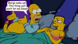 bald bald_man bed bedroom bedsheets big_cock big_penis blue_hair couple desiaries drool drooling erection funny homer_simpson housewife husband_and_wife interuption marge_simpson mature mature_female milf night nightgown penis pillow saliva sleeping snoring the_simpsons thedesiaries waking_another waking_up wife