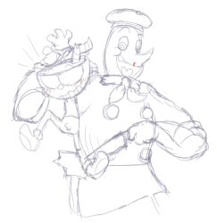 animate_inanimate chef_saltbaker crazy_eyes cuphead cuphead:_the_delicious_last_course cuphead_(game) humanoid imminent_rape knife male male_only nosebleed rape size_difference