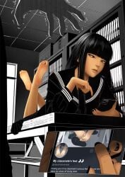 animated asian asian_female barefoot black_hair feet female foot_fetish kidetic kusujinn mp4 no_sound oc original_character school_uniform tagme tied_to_twins video