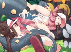 2boys 2girls animal_penis anus anus_peek ass ass_grab bar_censor baseball_cap blue_eyes breasts breasts_out brown_hair censored clothes_lift diphallia diphallism doughnut_hair_bun emboar female forest grabbing_own_ass grass hair_bun hat hilda_(pokemon) imminent_bestiality imminent_fellatio imminent_penetration imminent_sex long_hair looking_back male multi_penis multiple_girls nature nipples no_bra no_panties open_clothes open_mouth open_shorts outdoors pants pantyhose peakjump penis pig_penis pokemon pokemon_(game) pokemon_(species) pokemon_bw pokemon_bw2 pokephilia ponytail pussy rosa_(pokemon) seviper shirt_lift short_shorts shorts sitting smile snake snake_penis straight sweat torn_clothes torn_pants torn_pantyhose torn_shorts tree visor_cap yuri zipper_pull_tab zoophilia