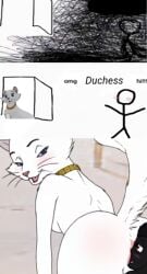 anus ass big_ass blue_eyes cat cat_humanoid disney duchess_(the_aristocats) edit furry human meme nose_to_anus omg_hi! roary sniffing_ass the_aristocats white_fur