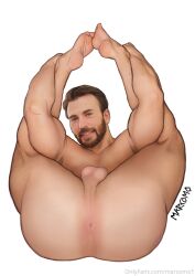 actor ass ass celebrity chris_evans hole_(anatomy) legs_up looking_at_viewer male male_only marcomo muscles muscular muscular_male on_back presenting_anus presenting_ass real_person smiling_at_viewer spread_legs teasing