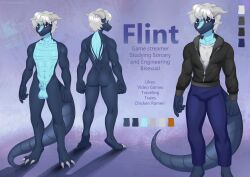 anthro ass balls bulge clothing dragon flint genitals girly hi_res horn male margony model_sheet nude penis solo stated_bisexuality sweater topwear