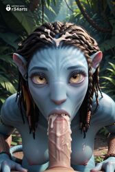 1boy 1boy1girl 1girls ai_generated alien alien_girl artist_name avatar avatar:_the_way_of_water black_hair blowjob blue_skin braid breasts colored_skin cum cum_in_mouth cum_overflow dreadlocks erection facial fellatio female fingernails hi_res large_penis lips looking_at_viewer medium_breasts na'vi neytiri nipples nude oral outdoors penis pov pov_crotch r34arts solo_focus straight tattoo tribal uncensored veins veiny_penis yellow_eyes