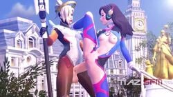 1futa 1girls 3d animated areolae balls bouncing_breasts breasts crotchless d.va dickgirl erection female futa_on_female futanari huge_cock intersex leg_on_shoulder mercy nipples no_sound one_leg_up overwatch penetration penis penis_out pussy sex small_breasts source_filmmaker spread_legs standing standing_on_one_leg standing_sex testicles tiaz-3dx vaginal_penetration video