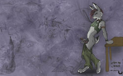 1boy anthro calorath collar cum fur furry lagomorph male male_only masturbation midriff nduli penis piercing punk rabbit skimpy solo wallpaper