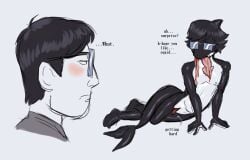 2boys animal_genitalia animal_penis anthro anthro_on_human anthro_on_male aquatic_mammal awaiting awkward awkward_pose awkward_situation blush cetacean cetacean_genitalia cetacean_penis cetacean_slit cetacean_tail confused crack_pairing crack_ship delphinidae digital_drawing_(artwork) digital_media_(artwork) english english_text erection frowning gay getting_erect getting_horny gift gifting_dead_animal human mr_shrink never_met orca orca_boy orca_tail original original_character original_characters pose posed posing posing_for_partner posing_naked posing_nude presenting red_penis sea_creature sexy_pose shilo_(mr_shrink) simon_(mr_shrink) slit slit_penis slit_play squid stern_expression stern_look stranger tapering_penis tip_peeking toothed_whale unhappy unimpressed waiting