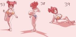 air-strip bikini blair_(air-strip_angel) blush bra freckles huge_breasts masked_agent shortstack skindentation thick_thighs thong