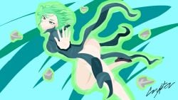 1girls ass_focus big_butt big_thighs black_dress bottomless breasts clothed clothes clothing cryptor616 curly_hair dress esper eyelashes female female_only flipped_hair floating flying full_body glowing green_eyes green_hair heels heroine high_heels huge_ass human legs light-skinned_female light_skin long_legs long_sleeves looking_at_viewer looking_back no_panties no_underwear one-punch_man outdoors shiny_skin short_green_hair short_hair sideboob skirt_lift skirt_up small_breasts solo solo_female superheroine tatsumaki telekinesis wide_hips wide_thighs