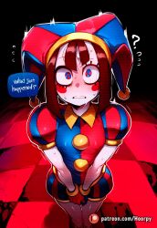 1girls ? ai_generated aroused aroused_face athletic athletic_female blush breasts caption clown clown_costume clown_girl clown_makeup comic comic_page comics curvy curvy_body curvy_female curvy_figure cute cute_face english english_text female glitch_productions hoorpy hourglass_figure nervous nervous_expression nervous_face nervous_female nervous_sweat patreon patreon_logo patreon_username petite petite_body petite_breasts petite_female pomni pomni_(tadc) pomni_(the_amazing_digital_circus) sexy sexy_body sexy_pose shaking shaking_lines shy small_breasts solo solo_female solo_focus standing story surprise surprised surprised_expression surprised_face sweat sweatdrop sweating sweaty sweaty_body tadc text the_amazing_digital_circus thick_thighs thighs tremble_lines tremble_spikes trembling voluptuous voluptuous_female wide_eyed