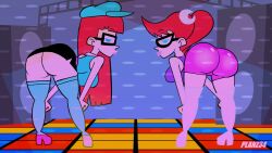 2girls animated ass ass_shake bent_over big_ass boots bottom_heavy bouncing_ass breasts bubble_butt crop_top fat_ass female female_only glasses hat heel_boots heels high_heel_boots huge_ass jiggle jiggling_ass jiggling_breasts johnny_test_(series) large_ass looking_at_viewer looking_back mary_test music planz34 presenting presenting_hindquarters red_hair shaking_ass shoes shorts showing_off showing_off_ass sisters skirt sound speaker stage susan_test thick_ass thick_thighs thigh_boots twerking video white_boots wide_hips