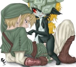 1boy 1girls blush buttercup_saiyan cowgirl_position female imp_midna link link_(twilight_princess) male midna penetration penis piercing pointy_ears pussy sex size_difference straight straight_hair the_legend_of_zelda twilight_princess vaginal_penetration