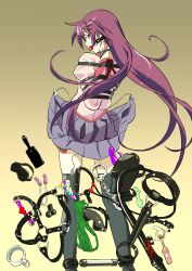 1girls ankle_cuffs arms_behind_back ball_gag bondage bondage_gear bound bound_ankles bound_arms cuff_(restraint) drool drooling female female_only femsub gag gagged kyuri-hujin reverse_prayer rope sex_toy skirt spreader_bar thighhighs vibrator_controller vibrator_cord
