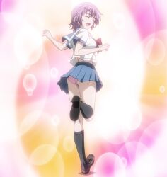 1girls ass ass_focus big_ass big_breasts black_socks blue_skirt blush bowtie breasts brown_shoes cameltoe closed_eyes clothing cute dat_ass female female_focus female_only from_behind full_body fully_clothed hair_ornament hairclip happy happy_female high_resolution ichinose_anna innocent lingerie lingerie_panties loafers offering offering_to_viewer open_mouth panties pantyshot pantyshot_(standing) pinup pleated_skirt pose posing presenting presenting_ass presenting_hindquarters purple_hair ran_sem ran_sen_hakudaku_delmo_tsuma_no_miira_tori rin_x_sen_+_ran_-_sem_cross_mix round_ass running sailor_collar sailor_uniform school_uniform schoolgirl screencap serafuku sexy_pose shirt shoes short_hair skirt skirt_lift smile socks solo stitched teenage_girl teenager underwear viewed_from_behind white_shirt wind_lift
