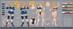 absurd_res anthro big_breasts black_bra black_clothing black_underwear bra breasts bulge cleavage clothed clothing fangs felid footwear fur gynomorph hi_res intersex leg_markings mammal markings model_sheet pantherine sharp_teeth socks_(marking) solo striped_body striped_fur stripes teeth tiger tongue tongue_out underwear wmdiscovery93 workout_clothing