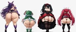 4girls ai_generated ass ass_chart ass_focus big_ass big_breast date_a_live female female_only gargantuan_ass goonable himekawa_yoshino itsuka_kotori looking_at_viewer rare sexy sexy_body sexy_female sexy_pose shortstack shortstack_female take_your_pick thick_ass thick_hips thick_legs thick_thighs tokisaki_kurumi tryai777 viewed_from_below yatogami_tohka