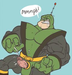 1boy 2016 captain_qwark cum cumshot erection gay male male_only muscular penis penis_out penis_through_fly ratchet_and_clank sh0tty solo text veiny_penis video_games yaoi
