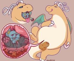 ambiguous_gender andromorph animal_genitalia bodily_fluids dragonite duo ejaculation female feral fully_sheathed generation_1_pokemon generation_4_pokemon genitals internal intersex male male/female male/male masturbation mossillusion nintendo pawpads paws penis pokemon pokemon_(species) questionable_consent saliva saliva_on_tongue saliva_string sheath shinx soft_vore stomach_bulge swallowing tears tongue vore