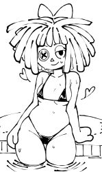 bikini black_and_white bow button_eye doll_girl dripping glitch_productions gooseworx hearts_around_body ragatha ragatha_(tadc) ragatha_(the_amazing_digital_circus) ragdoll seductive_look sketch small_bikini swimsuit tagme tagme_(artist) the_amazing_digital_circus thick_thighs thigh_gap wide_hips