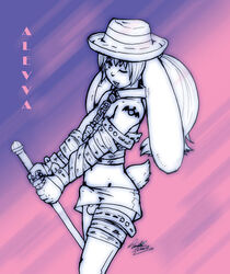 1boy 2007 alevva anthro crossdressing fur furry lagomorph male male_only matoc midriff penis rabbit skirt solo tattoo