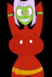 animated belt bodysuit bouncing_breasts breasts butt_witch female female_only green_skin hands_behind_head large_breasts looking_at_viewer loop looping_animation pink_eyes short_hair skin_tight sleeves spakka5 tagme twelve_forever voluptuous white_hair wide_hips