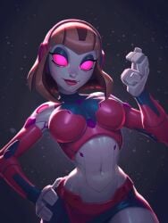 1girls android animated annienudesart courtney_gears exposed_torso female_only jeremy_anninos mp4 navel no_pupils no_sound pale_skin ratchet_and_clank robot robot_girl solo_female tagme video