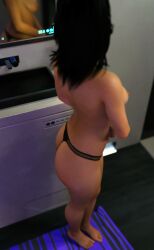 1girls 3d ass bathroom bioware breasts caspianrover female female_only lingerie looking_at_mirror looking_at_self mass_effect miranda_lawson normandy_sr-2 solo solo_female topless voyeur