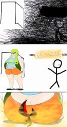 2022 ass_cleavage bbw big_ass big_breasts blush butt_crack chubby chubby_female clothed facesitting fart fart_cloud fart_fetish farting_in_face green_hair inkling inkling_girl meme natalie natalie(nataliebum25) nataliebum25 nintendo omg_hi! original_character splatoon splatoon_2 thick_thighs yellow_eyes