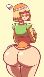 1girls arms_(game) arms_crossed ass ass_focus bare_ass big_ass blonde_hair bottom_heavy bottomless bubble_butt clothing dat_ass fat_ass female green_eyes huge_ass large_ass looking_back min_min_(arms) mythabyss nintendo solo thick_ass thick_thighs wide_hips