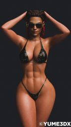 1girls 3d abs apex_legends athletic_female big_ass big_breasts bikini braided_hair braided_twintails brazilian brown_eyes brown_hair dark-skinned_female electronic_arts latina loba_(apex_legends) looking_at_viewer micro_bikini petite red_eyeliner red_eyeshadow red_hair respawn_entertainment sunglasses swimsuit tattoo thick_thighs tinted_eyewear twintails two_tone_hair wide_hips yume3dx