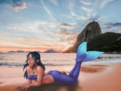 animated ass beach blue_tail feet female gif legs legs_in_air legs_up mermaid mermaid_tail mi'ara mi’ara original sand tiddymcnuggets