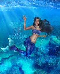 1girls blue_tail bra female female_only jpeg ladykraken mermaid mermaid_tail mi'ara mi’ara original solo underwater water watermark waving