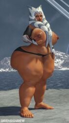 1girls 3d ahsoka_tano almost_naked belly big_feet big_legs chubby female female_only giant_ass holding_breast huge_ass hyper lifting_breasts looking_at_viewer medium_breasts nipples obese perky_nipples practically_nude renrenrew star_wars thick_legs thick_thighs togruta