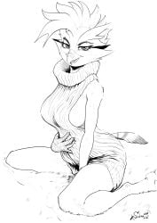 absurd_res avian bird female hi_res joy owl sabrotiger solo virgin_killer_sweater