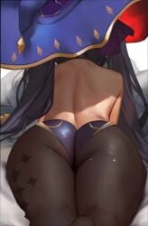 1girls animated ass ass_focus back_view big_ass big_butt butt female female_only fully_clothed genshin_impact hat honey hu_dako large_ass large_butt leotard mona_(genshin_impact) no_sound pantyhose purple_hair solo thick_ass thick_thighs thighs twintails video witch_hat