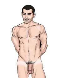 celebrity flaccid flaccid_penis joe_jonas male male_only muscles muscular muscular_male musician open_mouth real_person samuel_harris_(artist) tanlines