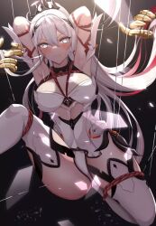 artist_request bondage bound captured captured_heroine herrscher_of_dominance honkai_(series) honkai_impact_3rd kiana_kaslana ponytail puppet_strings red_rope restrained string strings white_hair