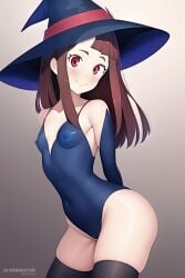 1girls ai_generated akko_kagari armwear breasts brown_hair eye_contact female female_focus female_only flat_chest flat_chested hat legwear leotard little_witch_academia long_hair looking_at_viewer nai_diffusion nipple_bulge red_eyes small_breasts solo stable_diffusion standing thick_thighs thigh_gap thighhighs thighs witch_hat