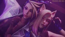 2boys 2girls 3d ahri akali animated blender blonde_hair blue_eyes blue_hair brown_eyes choker closed_eyes clothed cum cum_covered cum_in_mouth cum_on_face cumshot dark-skinned_male dark_skin ejaculation erection facial female huge_cock interracial k/da_ahri k/da_akali k/da_all_out_series k/da_series kaliethva large_penis league_of_legends long_hair looking_at_another looking_at_viewer looking_pleasured lube male missmauveva moaning multicolored_hair multiple_boys multiple_girls multiple_penises oil oiled_skin open_mouth polished-jade-bell pov pov_eye_contact riot_games sound teeth tied_hair tongue tongue_out video voice_acted