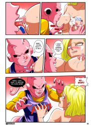 2018 android_18 breast_sucking breasts bulma_briefs comic deviantart_username dragon_ball english_text locofuria majin_buu not_furry orgasm_denial page_25 page_number rape sucking_nipples