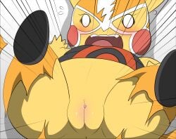 2020 absurd_res anus blush clothing comic cosplay_pikachu cosplay_pikachu_(costume) female feral fur furry furry_only genitals hi_res nintendo pikachu pikachu_libre pokémon_(species) pokemon pussy solo torn_clothing video_games winick-lim