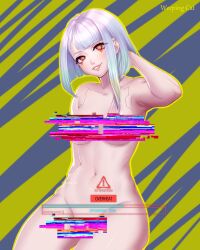 1girls asian asian_female big_ass big_breasts cd_projekt_red censored cybernetics cyberpunk:_edgerunners cyberpunk_2077 cyborg female female_only leotard light-skinned_female light_skin lucyna_kushinada netflix nude short_hair studio_trigger weeping_cat white_hair