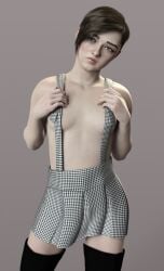 1girls 3d 3d_(artwork) almost_naked arya_stark breasts celebrity daz3d daz_studio dress female female_only maisie_williams pin3d pixiv small_breasts solo suspenders tagme