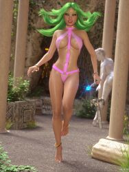 breasts female green_hair mbirdcz solo