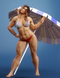 bikini female muscular rawart solo umbrella