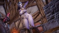 1boy 1girls bent_over blizzard_entertainment cum cum_in_pussy cum_inside cum_on_breasts cum_on_face cumshot dayridiel_sunspear_(valkyrien) facial huge_breasts interspecies knot original_character purple_hair purple_lipstick purple_skin rogue_(warcraft) valkyrien void_elf warcraft worgen world_of_warcraft