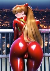 agiloo ai_generated ass asuka_langley_sohryu female female_only latex latex_gloves latex_stockings latex_suit latex_thighhighs neon_genesis_evangelion plugsuit red_hair smug smug_face