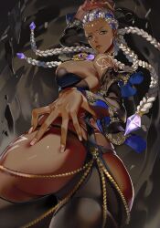 1girls areola_slip areolae big_ass big_breasts bursting_breasts dark-skinned_female dolores_(kof) female female_only king_of_fighters looking_back snk thick_thighs tomcat_li