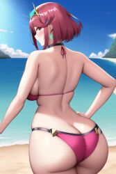 1girls ai_generated asa ass ass_cleavage bangs bikini breasts bubble_butt butt_crack dat_ass female female_only hips huge_ass huge_breasts nai_diffusion nintendo pyra red_bikini red_eyes red_hair short_hair slim_waist stable_diffusion swept_bangs thick_thighs thighs wide_hips xenoblade_(series) xenoblade_chronicles_2